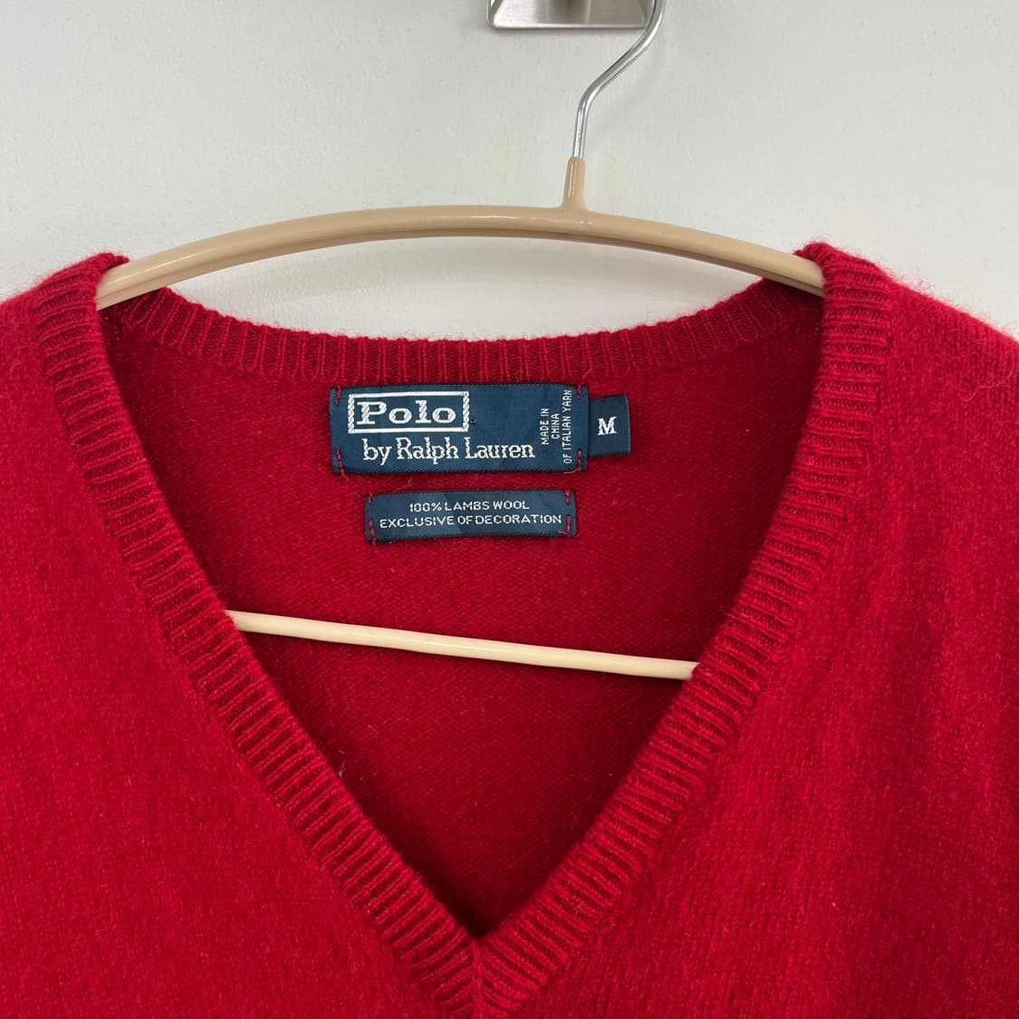 폴로 랄프로렌 레드 램스울 브이넥 니트 상품이미지5