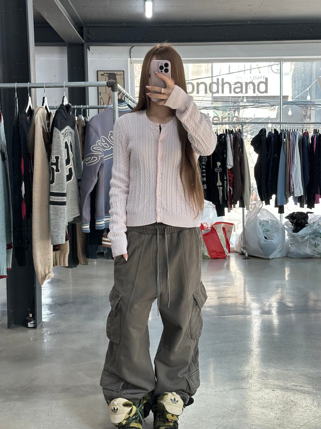 폴로랄프로렌 코튼캔디핑크 꽈배기 케이블니트 가디건 상품이미지3