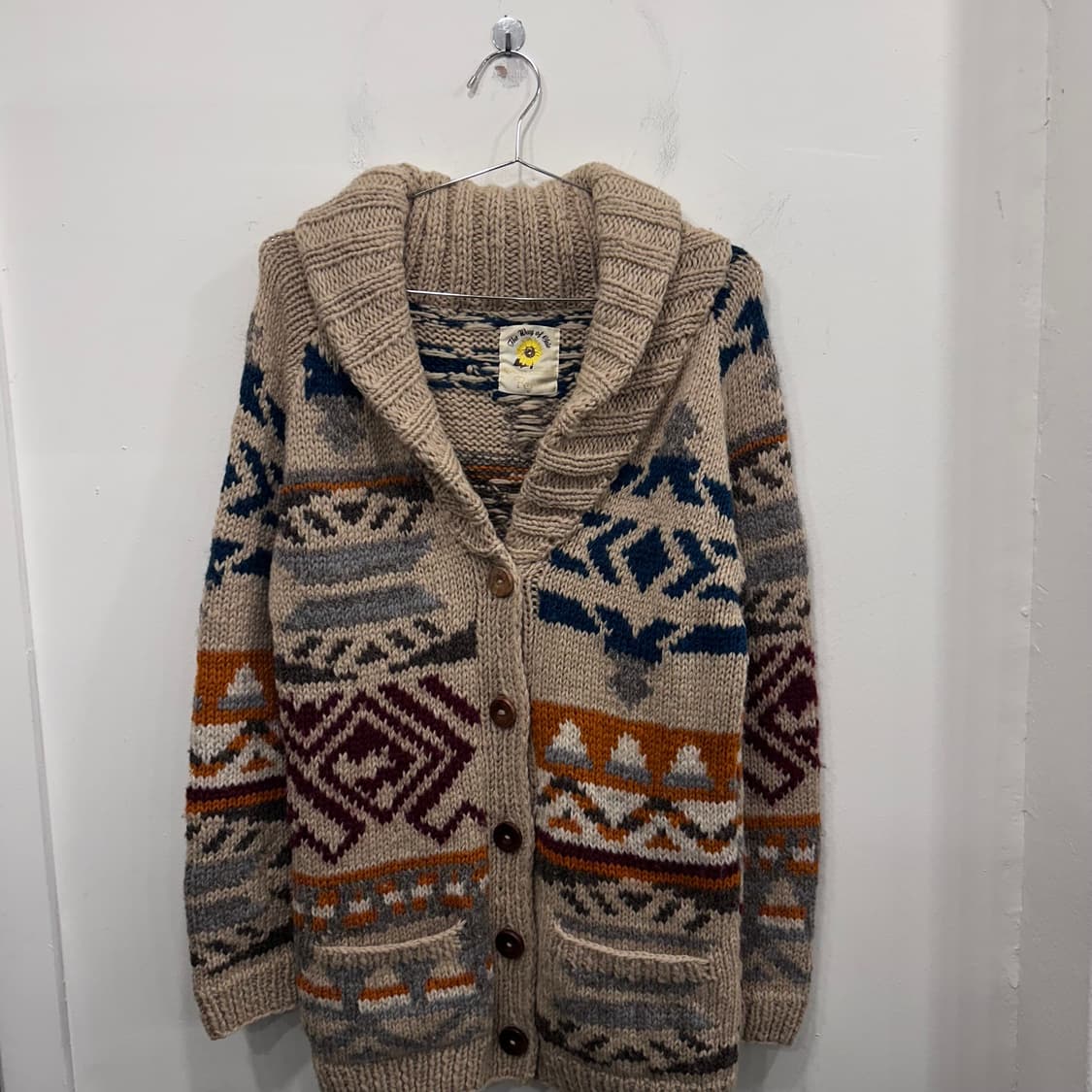 레이빔즈 울 패턴 숄카라 케이블 니트 가디건 상품이미지2