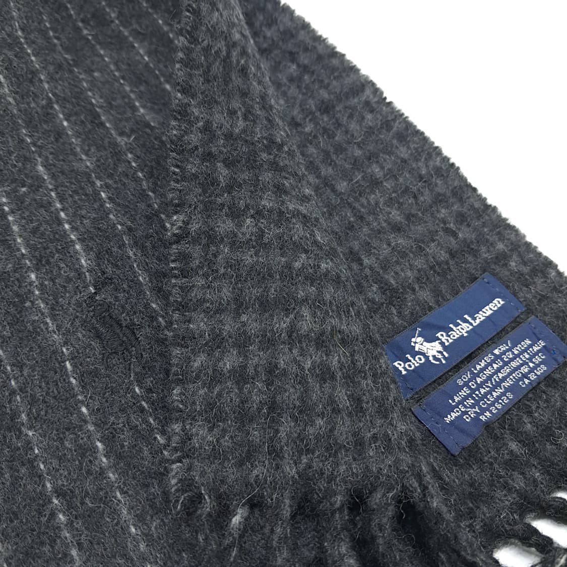 MX096 폴로 랄프로렌 다크그레이 양면 램스울 목도리 머플러 상품이미지3