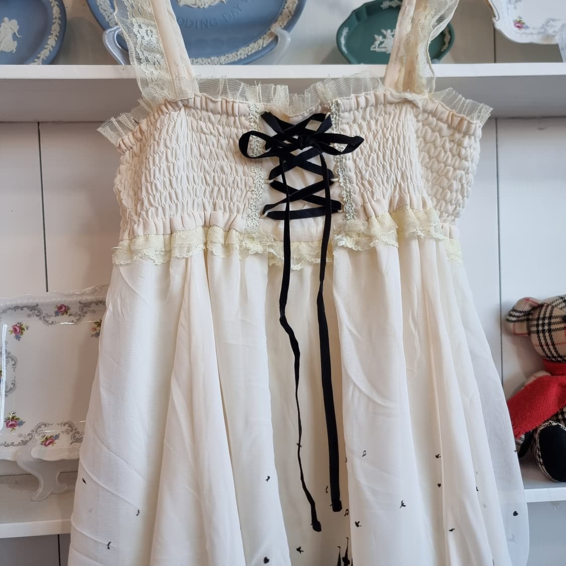 레이스 뷔스티에 원피스 블랙 프린팅 상품이미지4