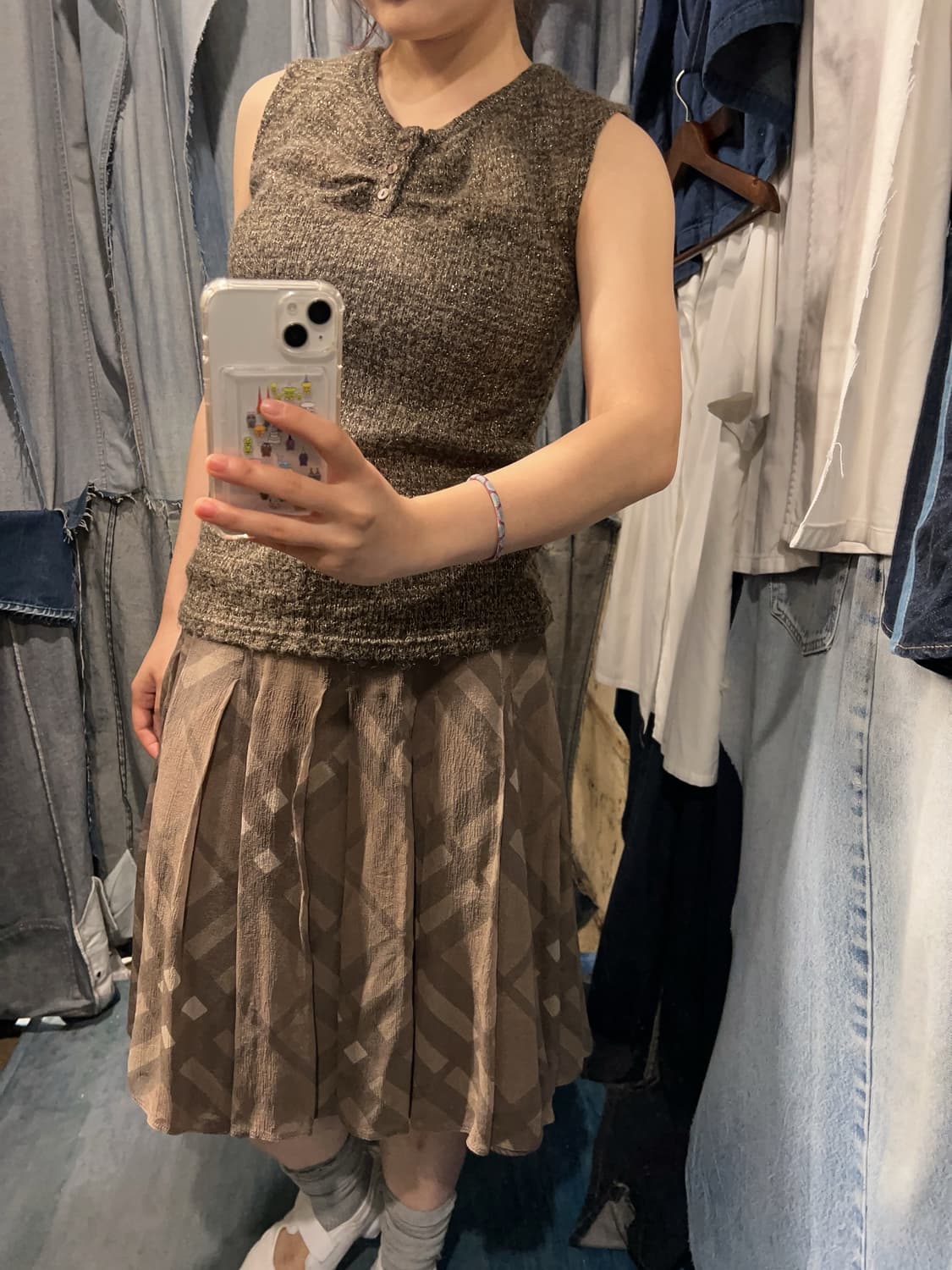 26inch) BURBERRY Shadow Check Silk Skirt 상품이미지1