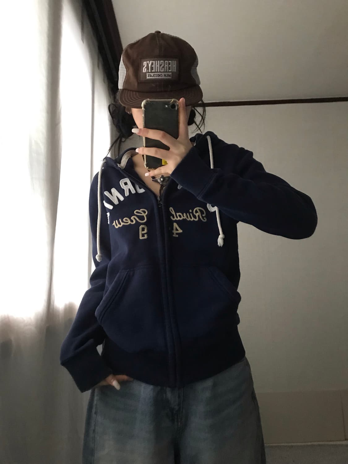 후아유 네이비 후드집업 상품이미지1