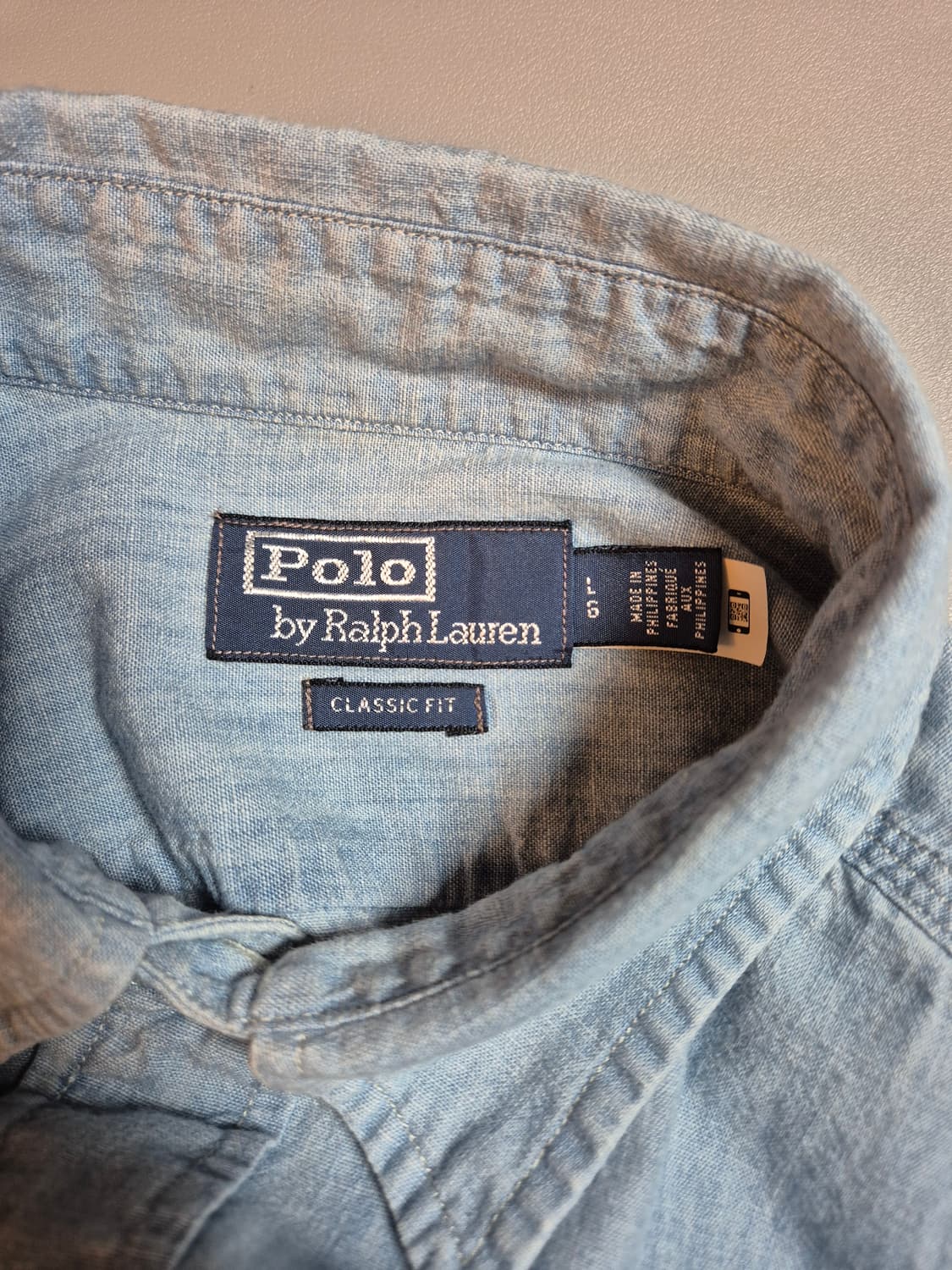 폴로 랄프로렌 성조기 자수 샴브레이 셔츠 L 클래식핏 상품이미지4