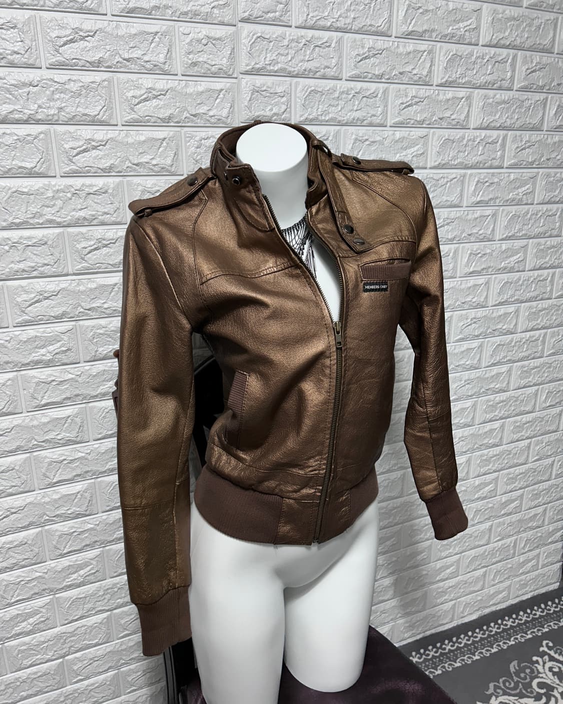 Members Only Brown metallic Leather Jk 상품이미지1