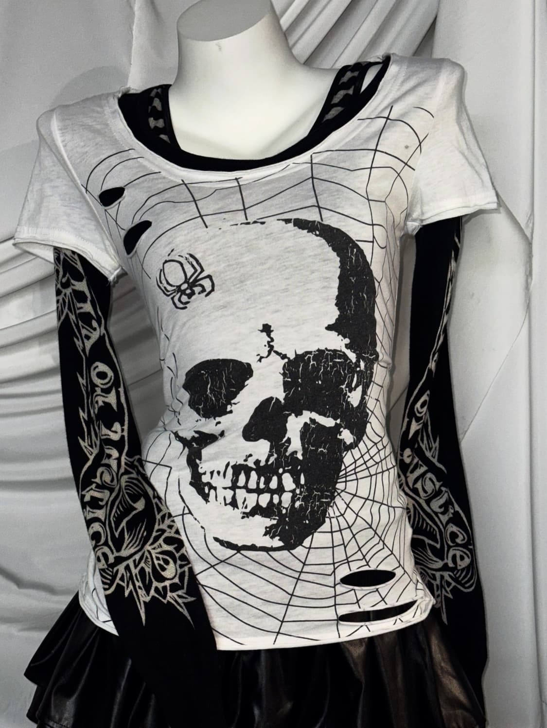 화이트 스크레치 레더 데일리펑크 코디세트  상품이미지8