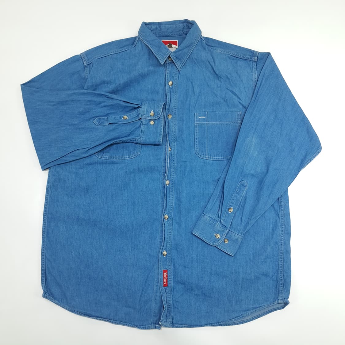 Co824 XL 말보로 클래식 80s 캐나다 중청 데님 긴팔 워크 셔츠 상품이미지2
