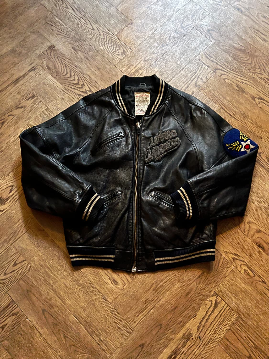 [S]AVIREX 아비렉스 TRACK FIELD 레더 바시티 자켓 상품이미지2