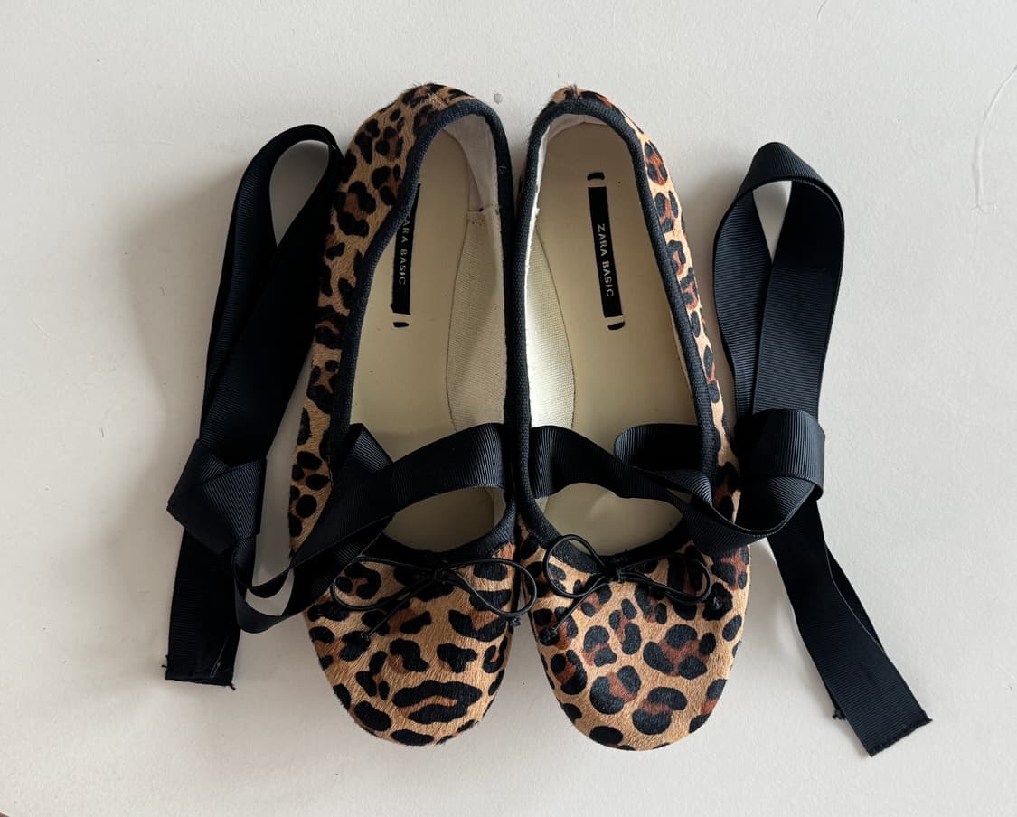 Zara Calfskin Leopard Balerina Shoes 상품이미지1