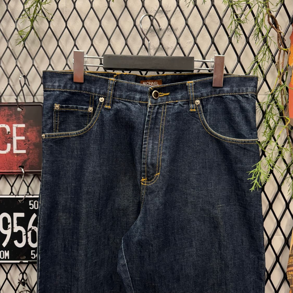 90s 마이클 코어스 데님 팬츠 후면 패치 포인트 다크 인디고 상품이미지3