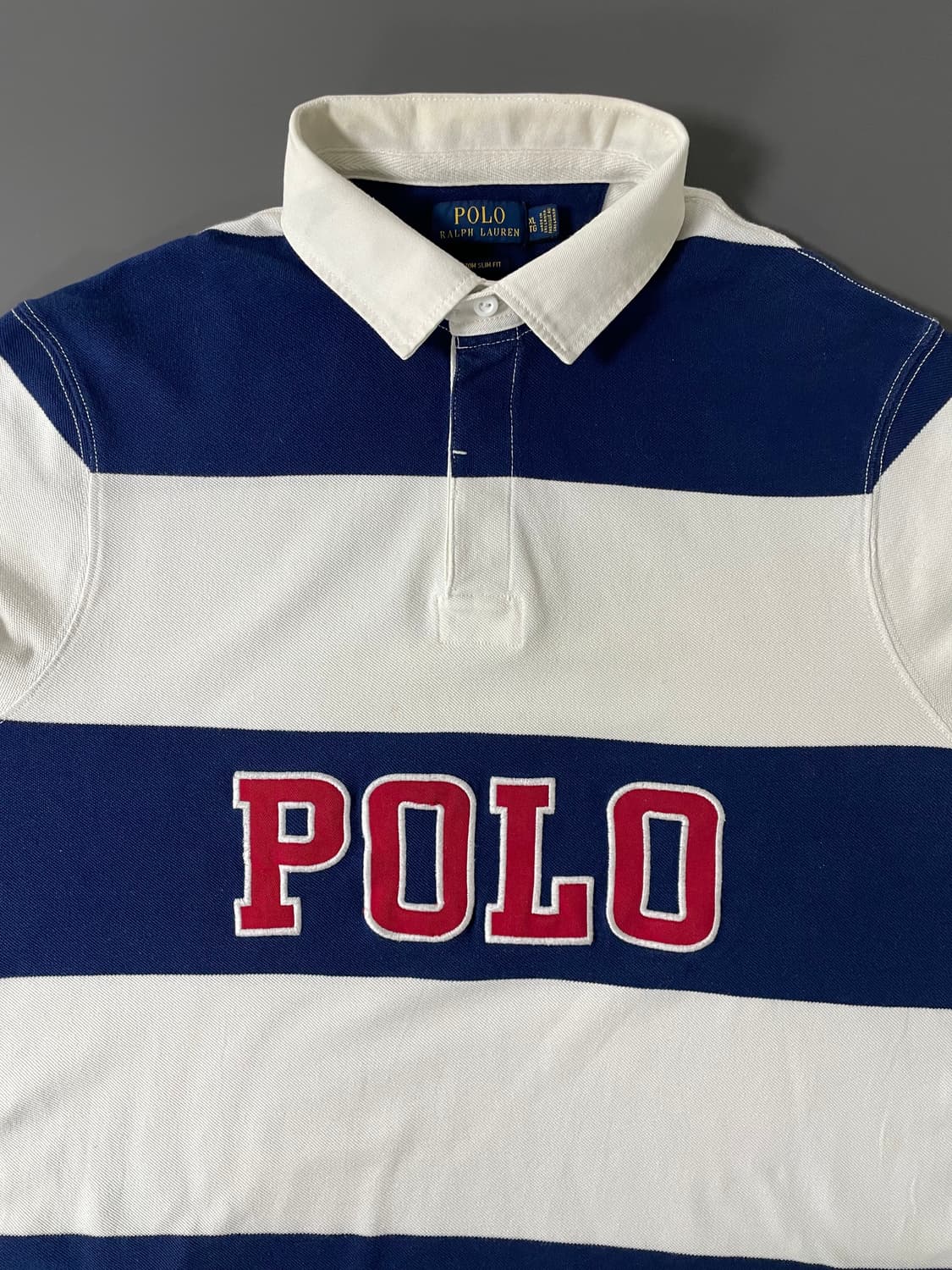 [XL] 폴로 랄프로렌 자수로고 스트라이프 럭비 긴팔티셔츠 커스텀 슬림핏 상품이미지4
