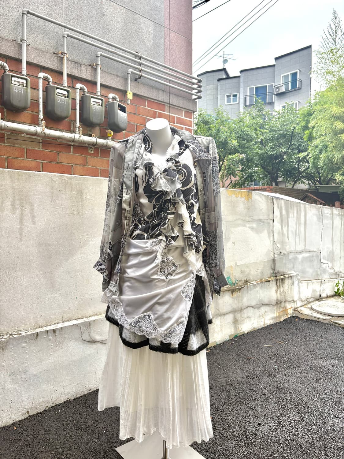 빈티지 오리엔탈 긱시크 페어리 블랙 화이트 코디 세트 상품이미지1