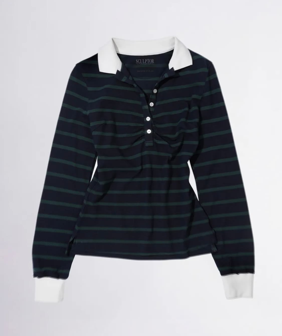 스컬프터_Shirring Tennis Shirt Navy/Green St 상품이미지2