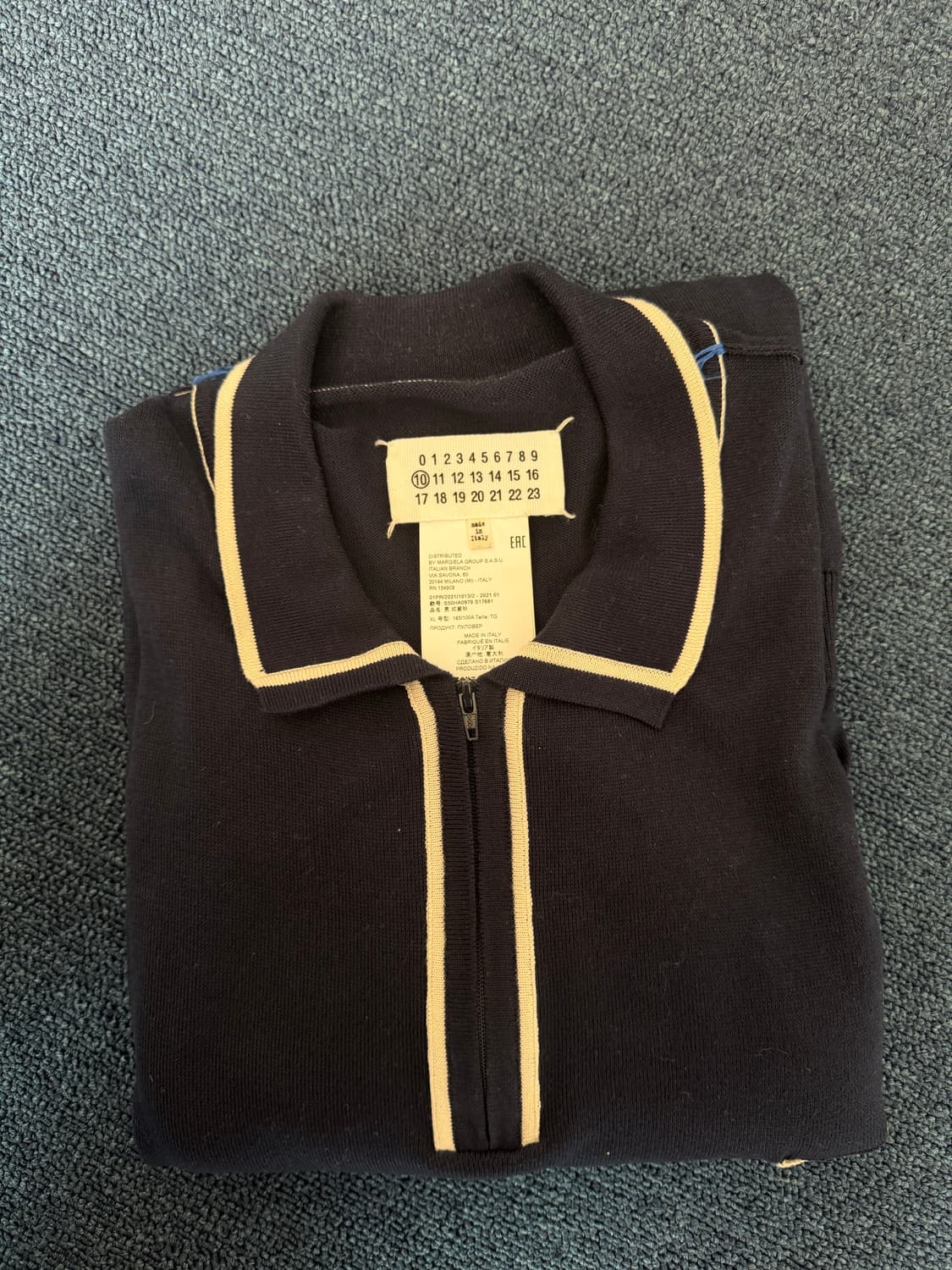 마르지엘라 스티치 폴로 니트 집업 네이비[XL] 상품이미지3
