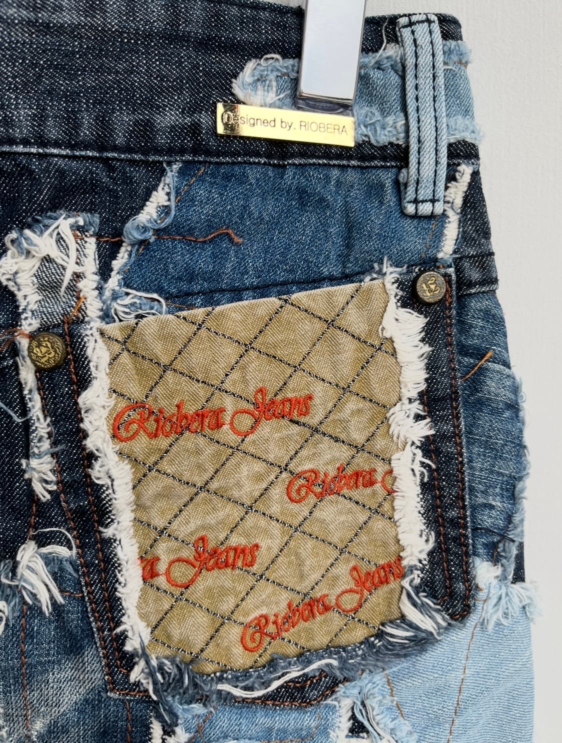 RIOBERA 패치워크 데님 미니스커트 상품이미지4