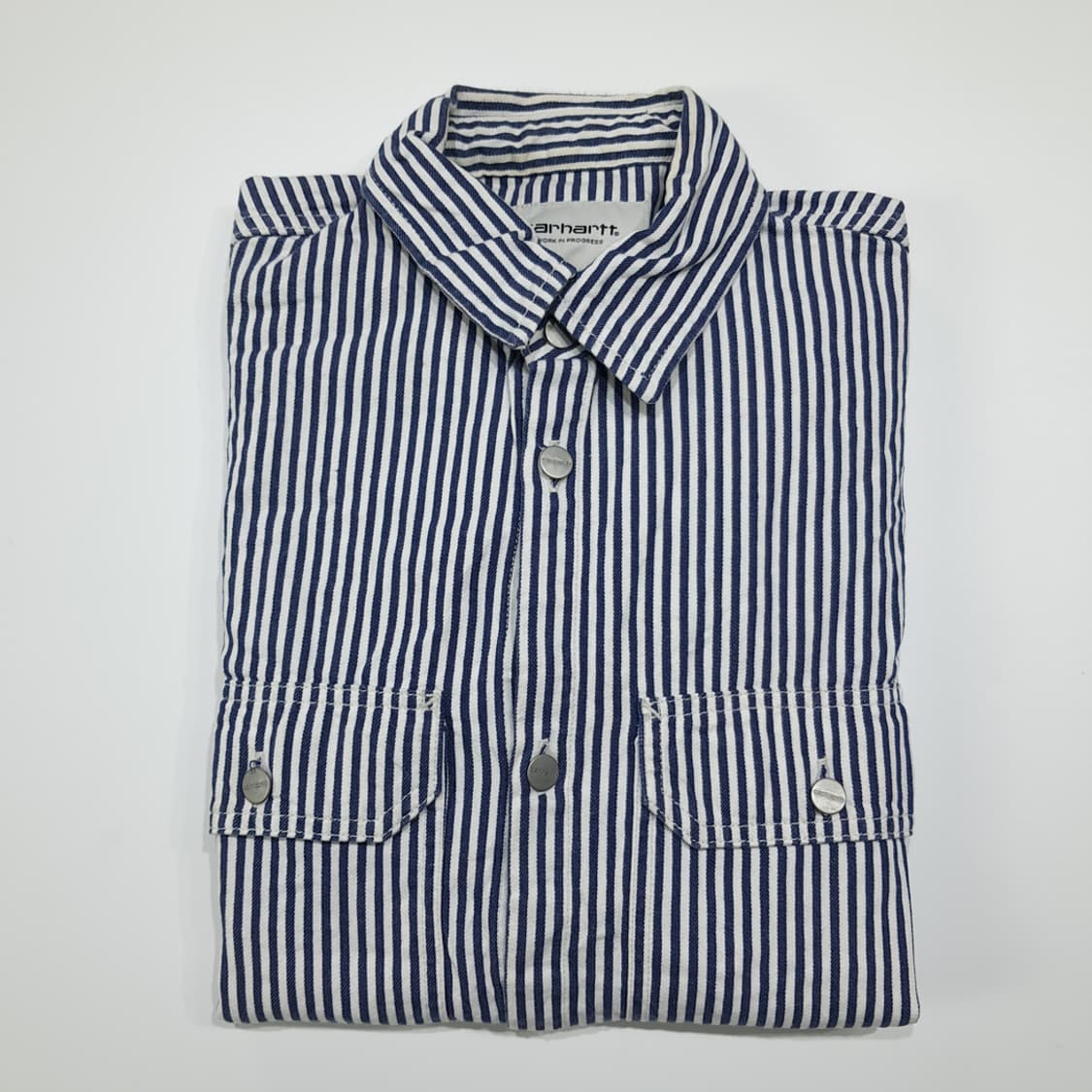 CL340 S 칼하트 코튼 히코리 스트라이프 메탈버튼 네이비 셔츠 남방 상품이미지9
