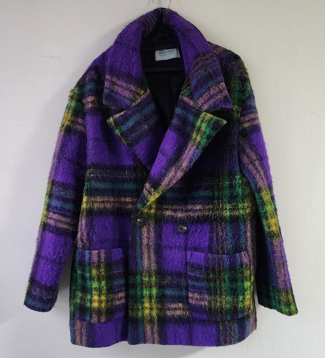 프랑스 브랜드 promod 보라 체크 울코트 상품이미지7