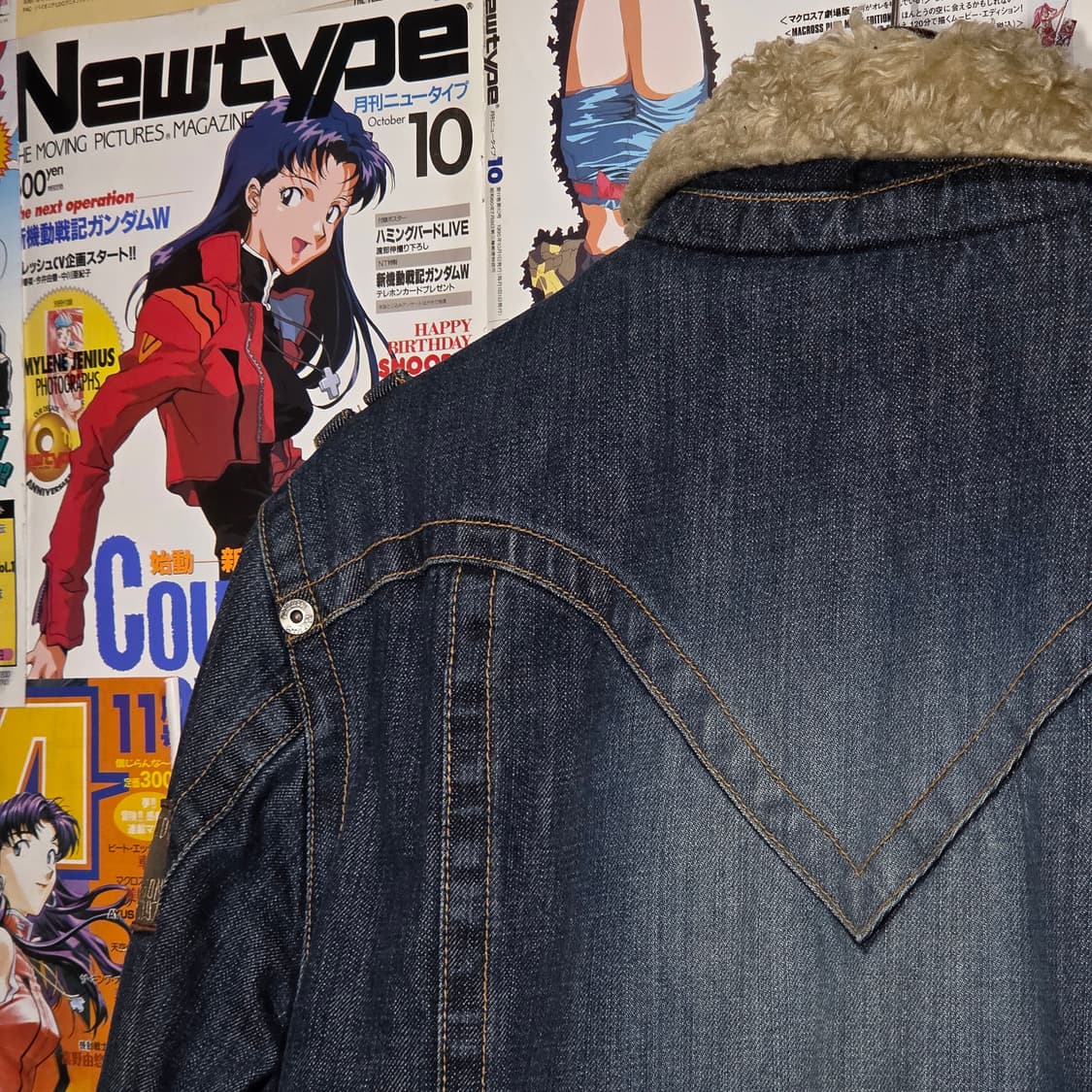 빈티지 견장 카키 배색 쉐르파 데님 자켓 상품이미지8