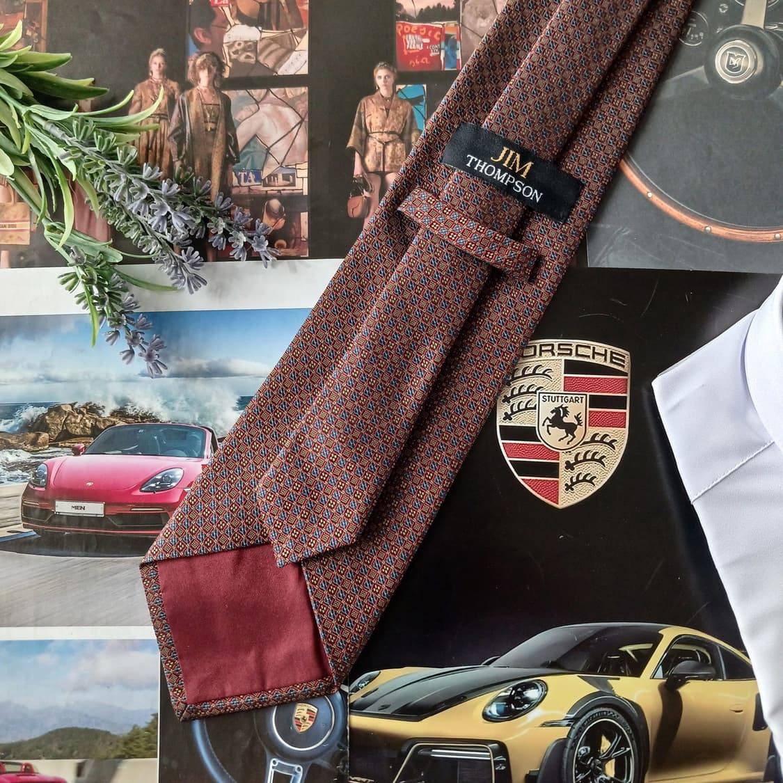 짐톰슨 실크 브라운 다이아몬드패턴 넥타이 9.6cm A+등급 A18817 상품이미지3