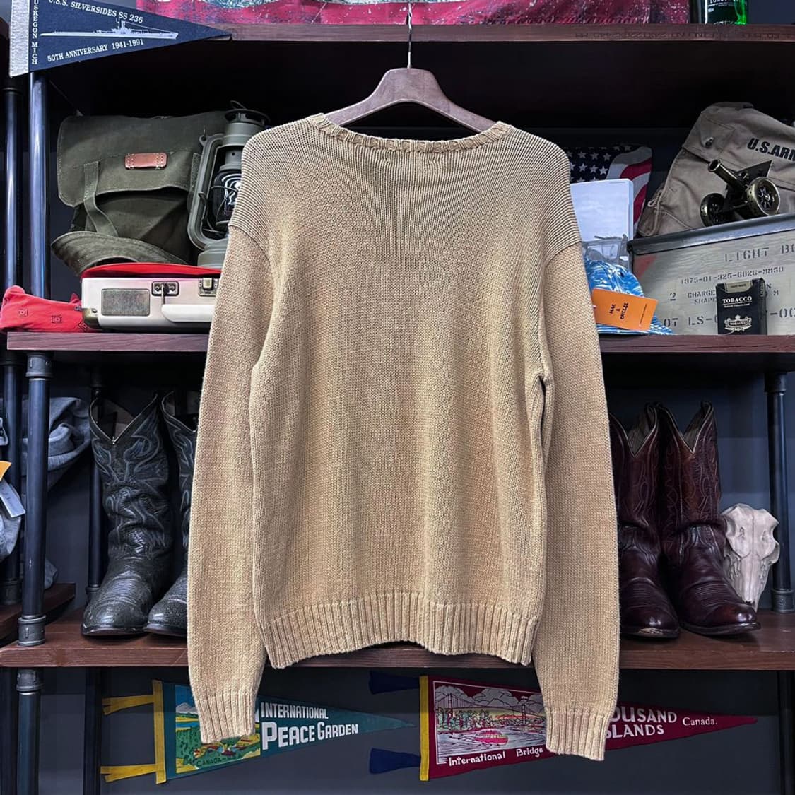 폴로 랄프로렌 스몰 로고 헤비 코튼 니트 스웨터 베이지 상품이미지2