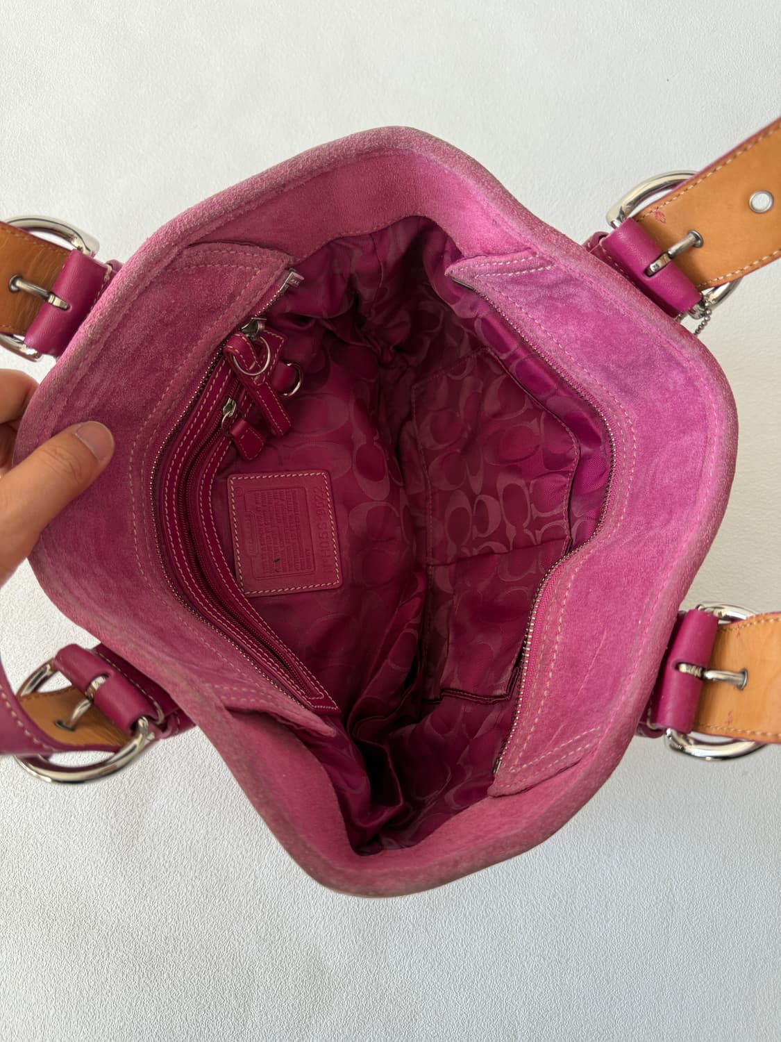 코치(COACH) 스웨이드&레더 토트백(때탐 있음) 상품이미지8