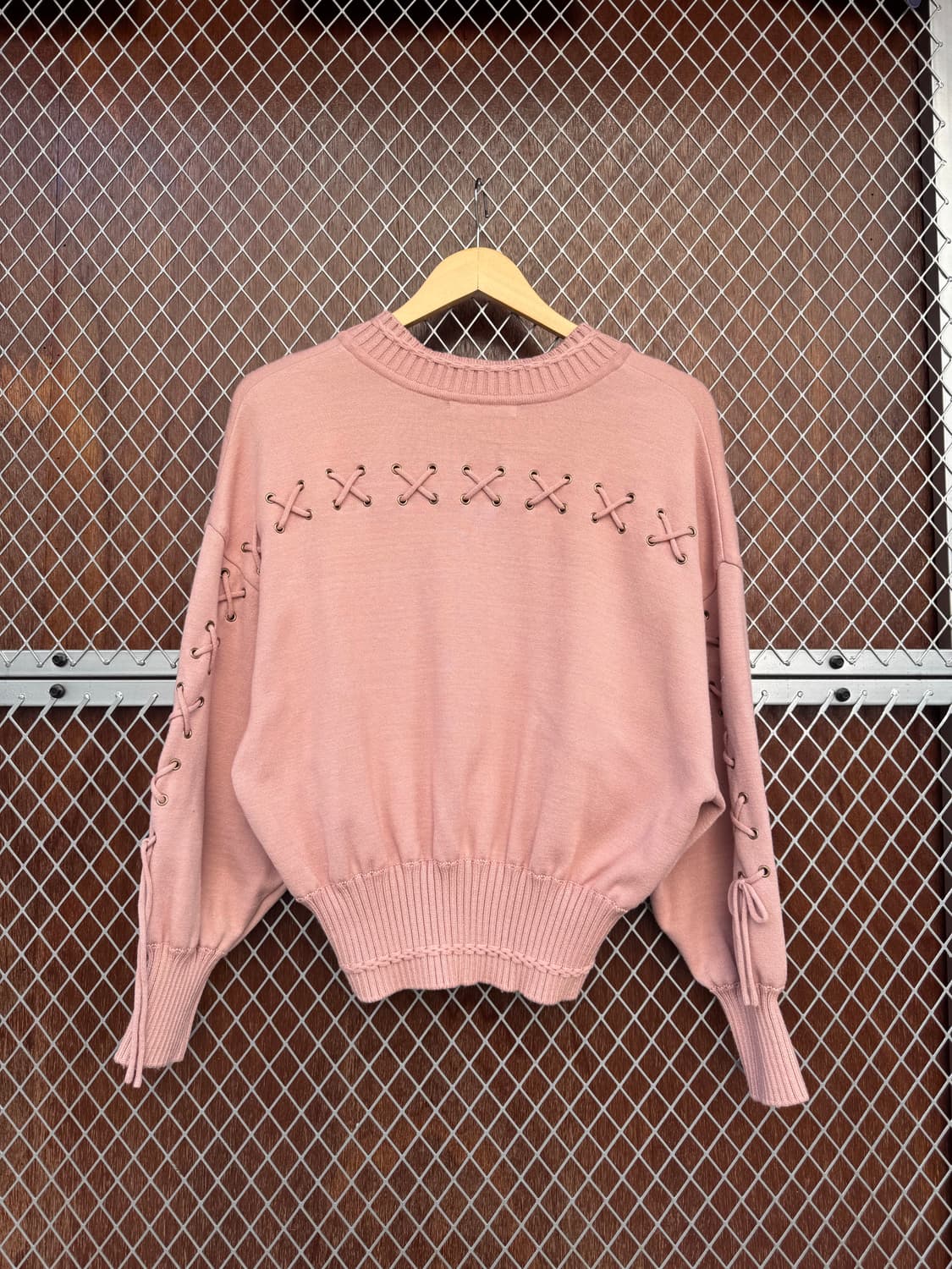 에고이스트 빈티지 스트랩 사선끈 핑크 벌룬 니트집업 가디건 F 상품이미지6