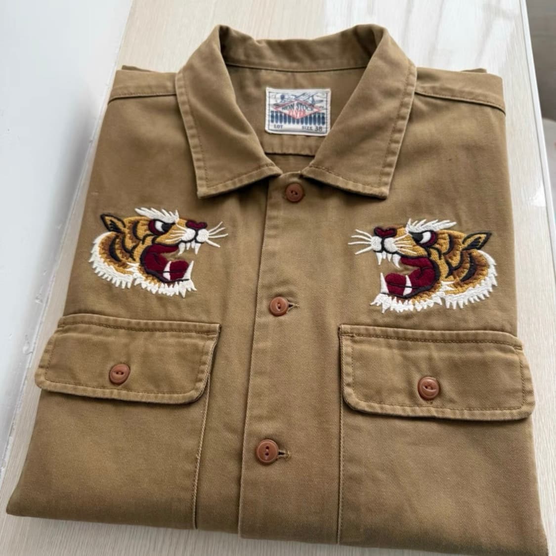 [NON STOCK] 아메카지 복고풍 자수 워크 셔츠 자켓 상품이미지1