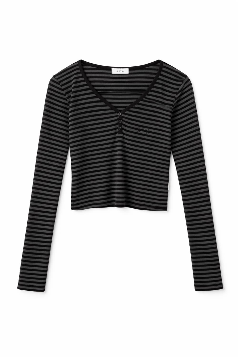 에즈온 스트라이프 크롭 긴팔티 F 상품이미지1