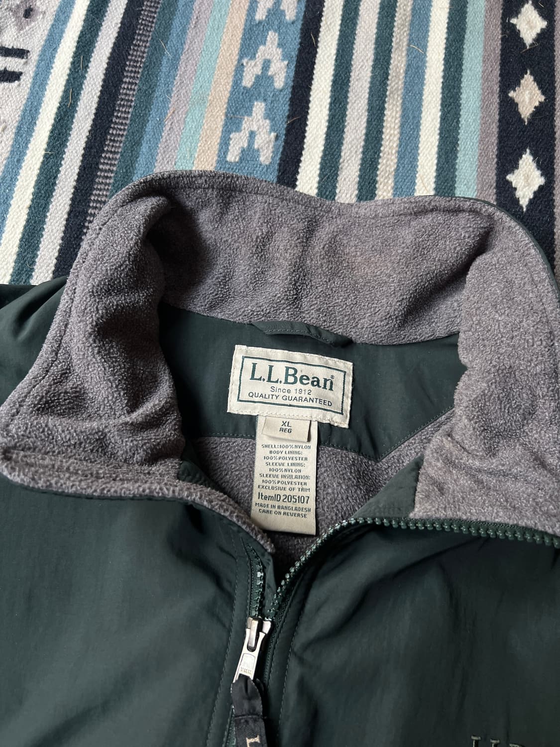 [XL]엘엘빈 USA 빈티지그린 플리스 웜업 자켓 상품이미지2