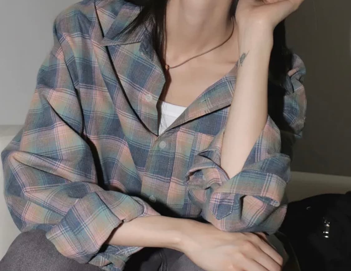 베스킨 피치기모 빈티지 체크셔츠 상품이미지1