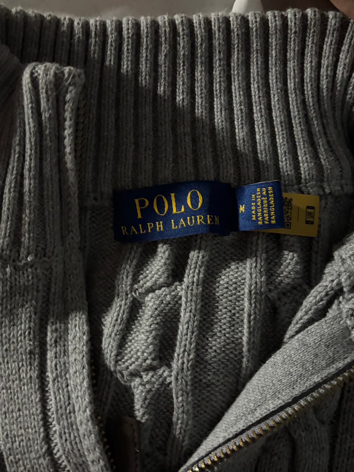 폴로 반집업 꽈배기 니트 그레이 상품이미지3