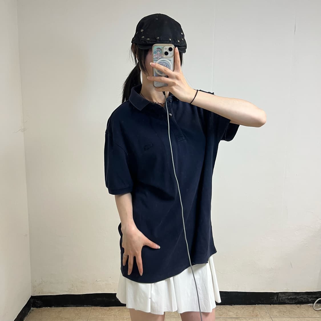Lacoste navy collar t-shirt 상품이미지2