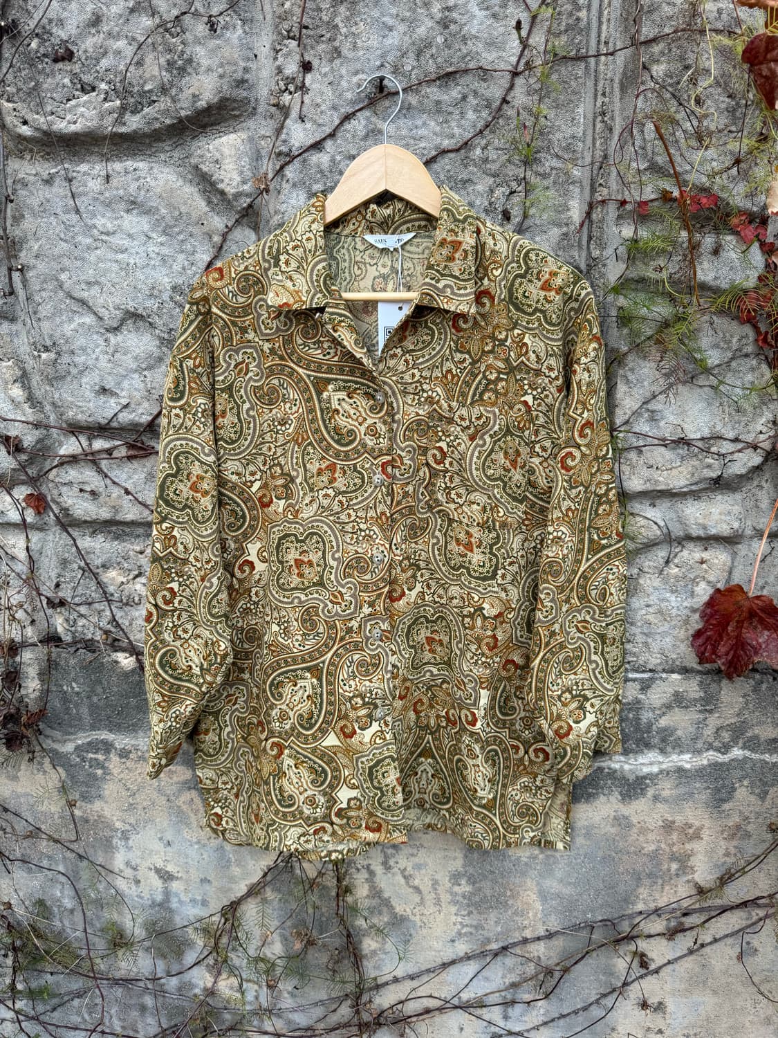 일본 빈티지 폴리 100 에스닉 패턴 셔츠 상품이미지1