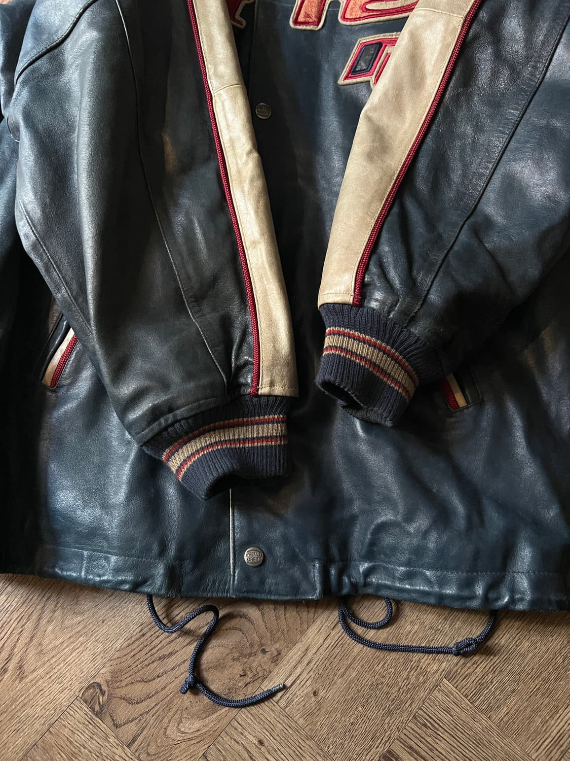 [M]90's AVIREX USA 아비렉스 올스타 레더 바시티 자켓 상품이미지5