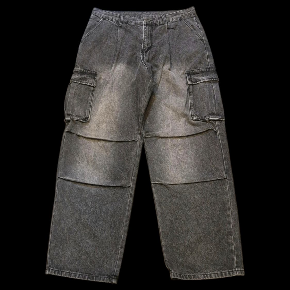 32인치 워싱블랙 카고 와이드데님팬츠  상품이미지1