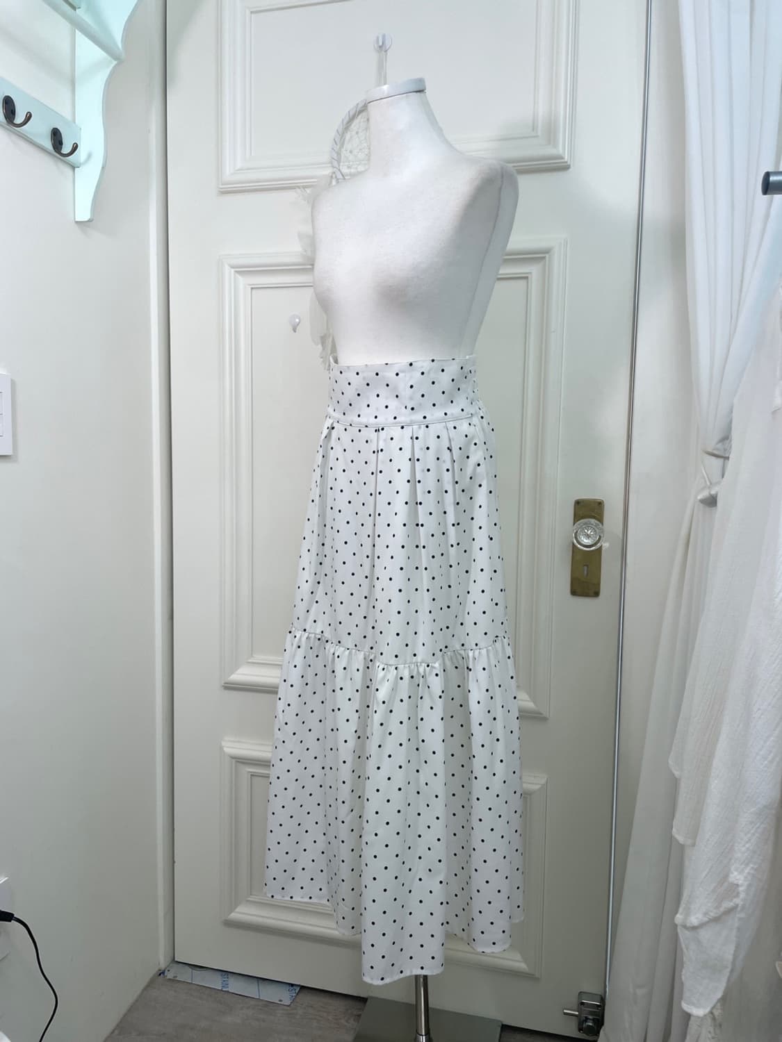 white black dot summer long skirt 상품이미지2