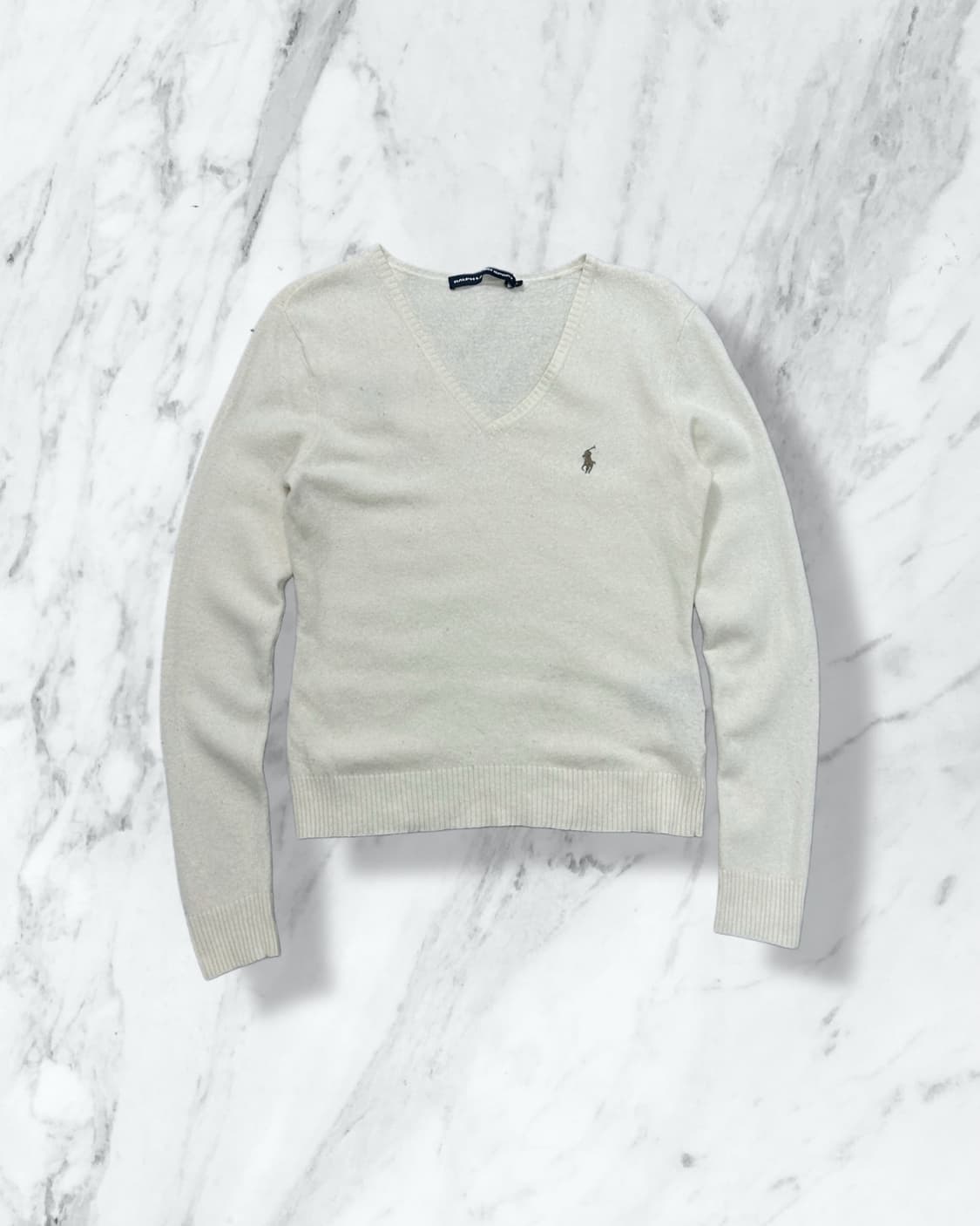 폴로 스포츠 메리노울 아이보리 브이넥 니트  상품이미지1