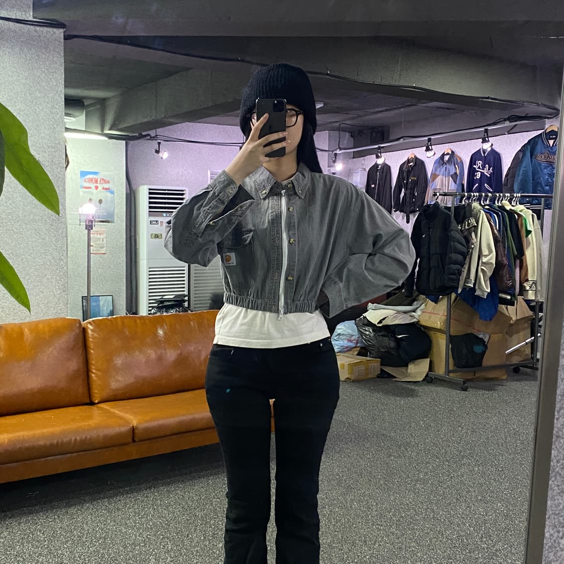 칼하트 로고 리메이크 크롭 셔츠 B3191 상품이미지1