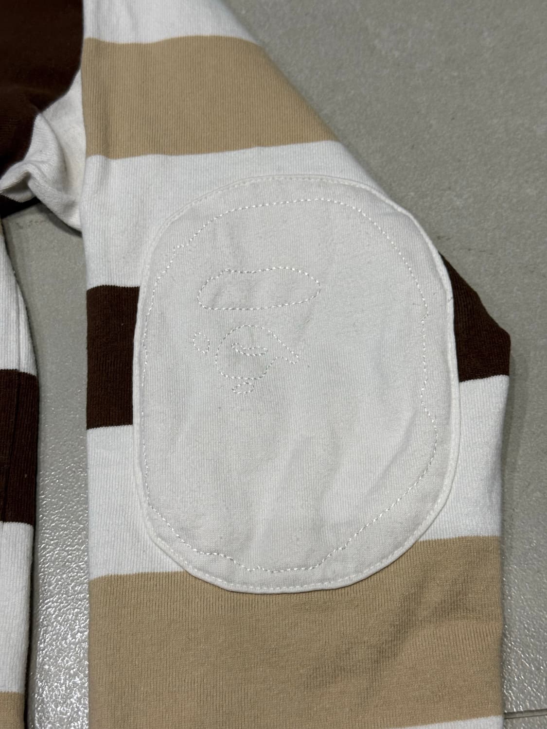 베이프 사루 패치 스트라이프 럭비티 폴로티 롱슬리브 티셔츠 상품이미지2