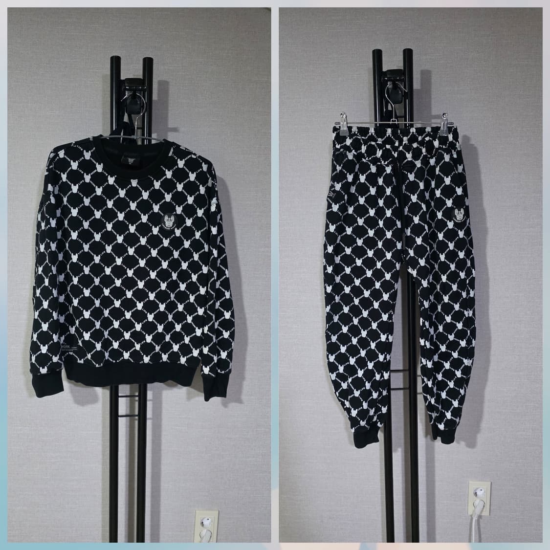 라이프워크 패턴 블랙 기모 트레이닝 세트 XS 상품이미지1