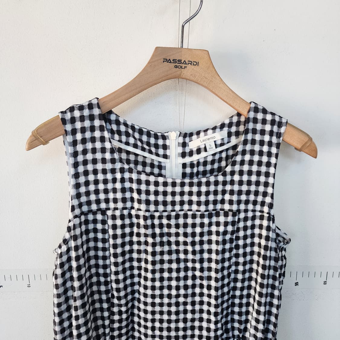 라씨엔토 깅엄체크 롱 원피스 민소매 상품이미지2