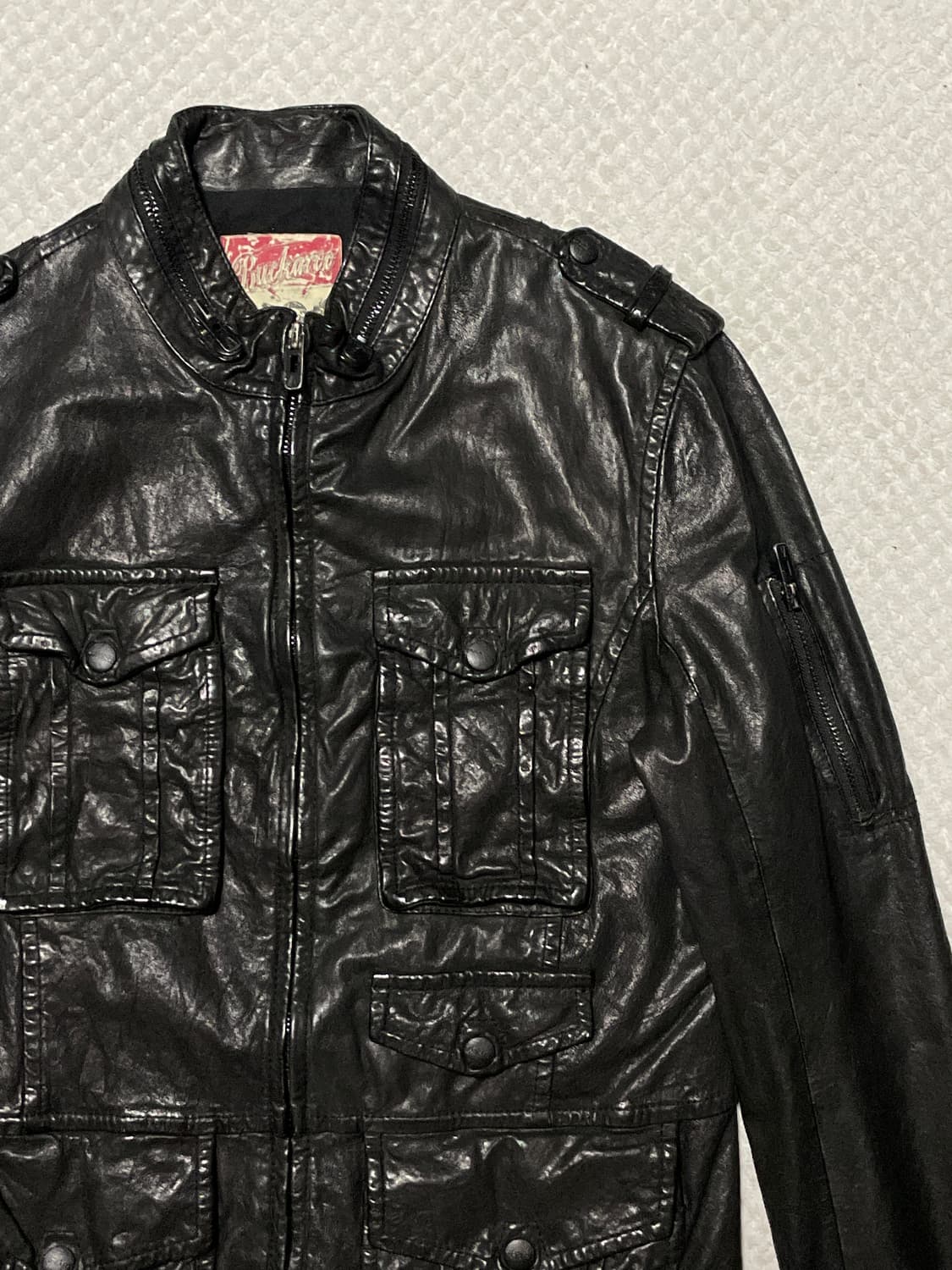 BUCKAROO 웨스턴 무드 램스킨 양가죽 절개 포켓 레더 자켓 상품이미지3