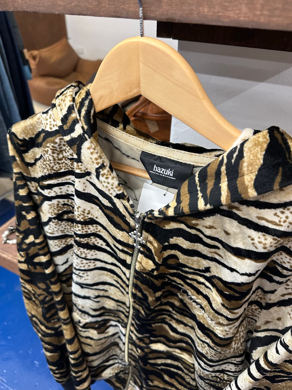 Hazuki y2k 레오파드 플리스 후드집업 상품이미지5