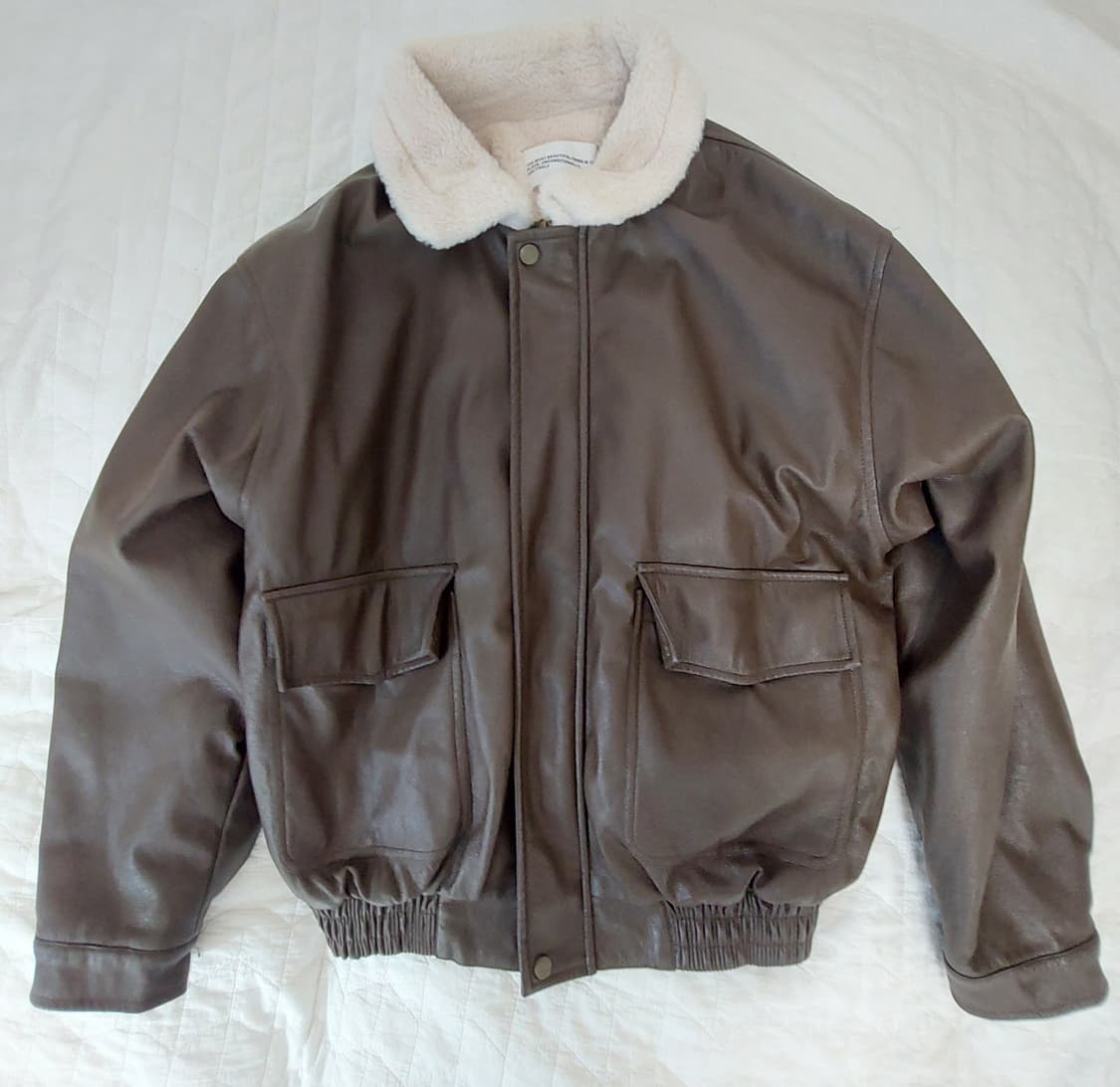 아메카지 캐주얼 비건 레더 퍼 오버핏 무스탕 무톤 자켓 점퍼 [브라운] 상품이미지3