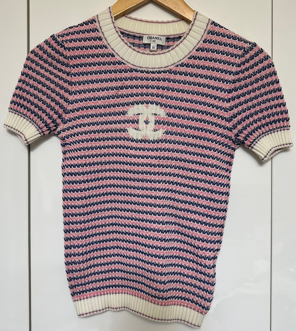 샤넬 cc로고 코튼반팔 니트  티셔츠 정품 상품이미지1