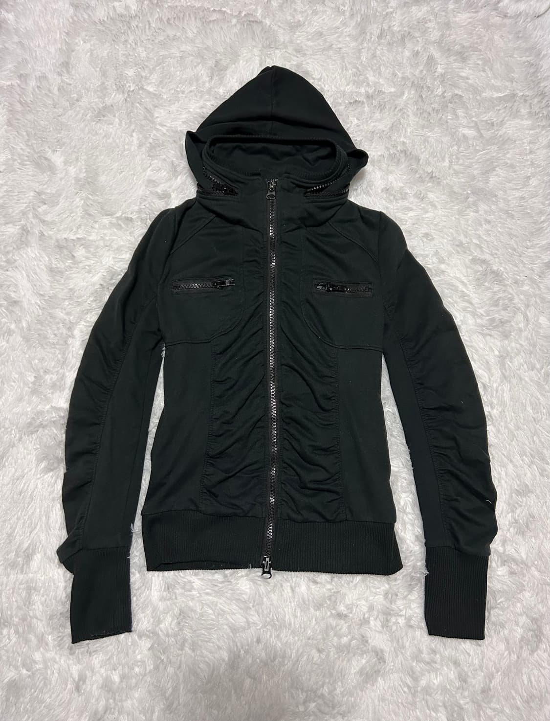 shirring hood zip-up 상품이미지2