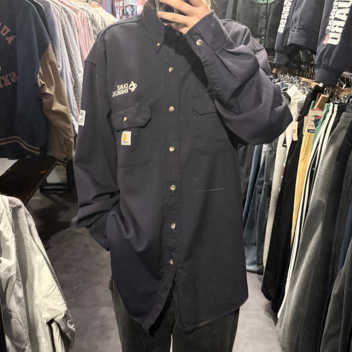 [IM] Carhartt 칼하트 긴팔 셔츠 투포켓 딥네이비 상품이미지1