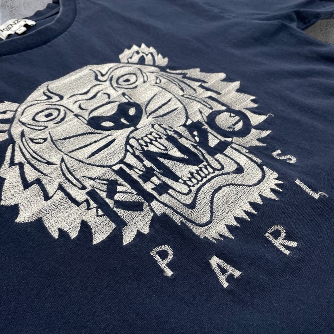 겐조 Kenzo 네이비 타이거 자수 반팔 티셔츠 XL 상품이미지5