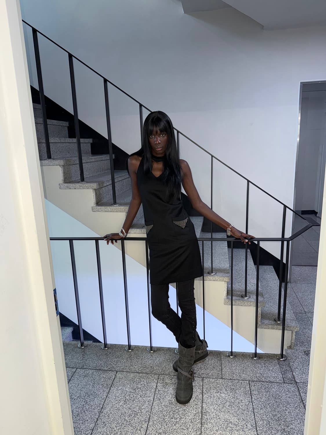 chain porket wool dress 상품이미지2