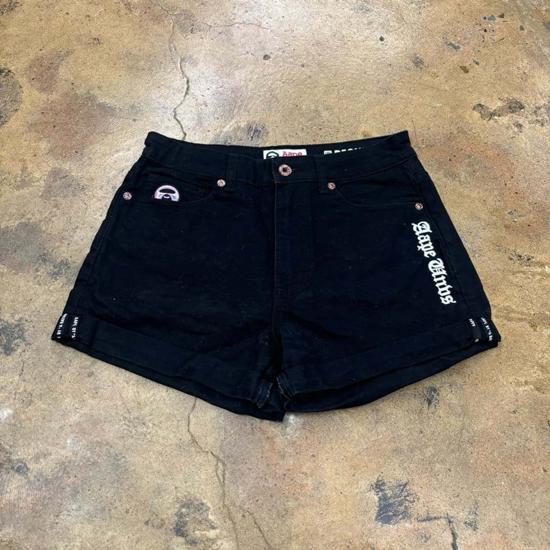 [정품/XS] 베이프 백로고 마일로 홀로그램 블랙 면 반바지 숏팬츠 상품이미지2